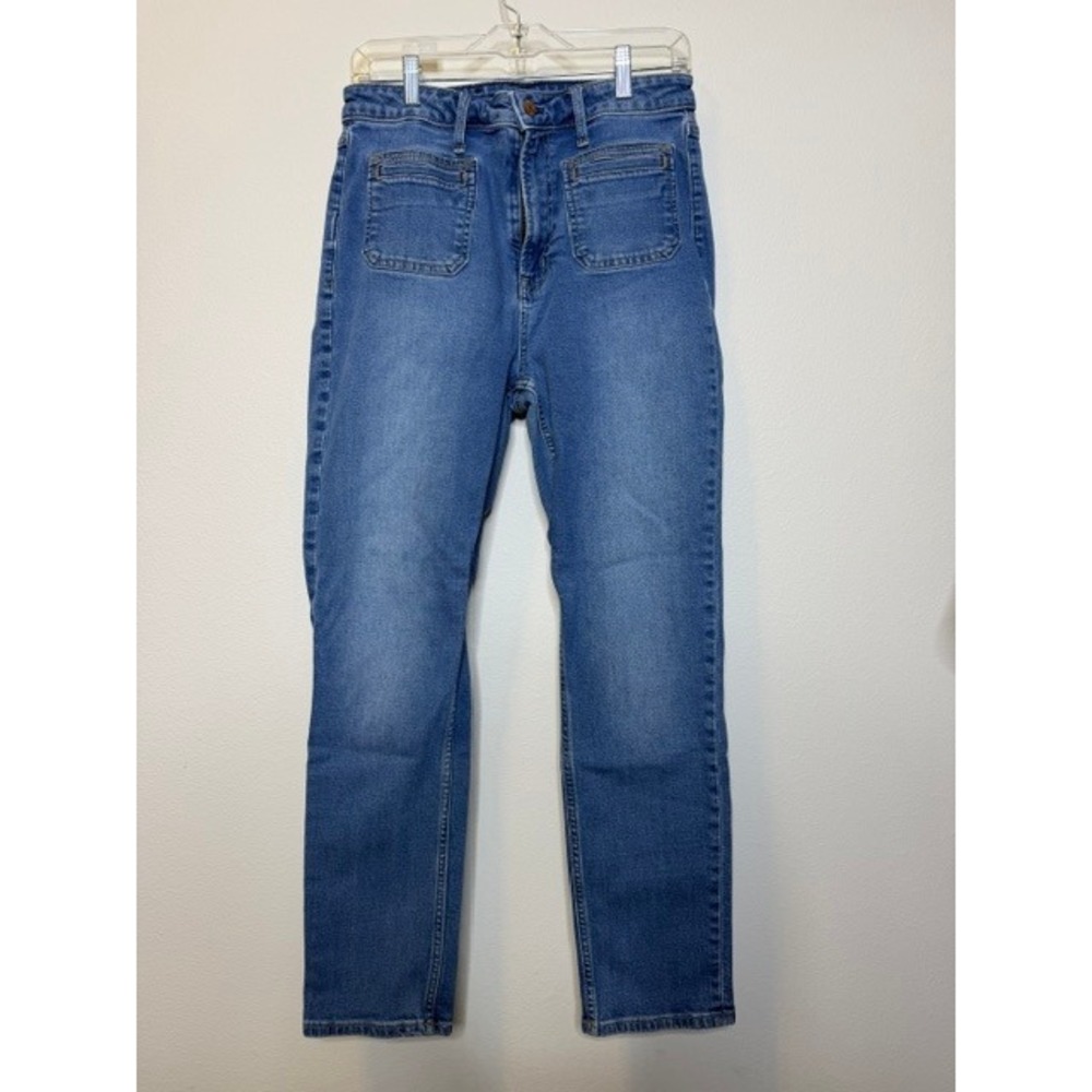 Women's Gap Vintage Slim Sky High Jeans Medium Wash Front Patch Pocket 31 12L